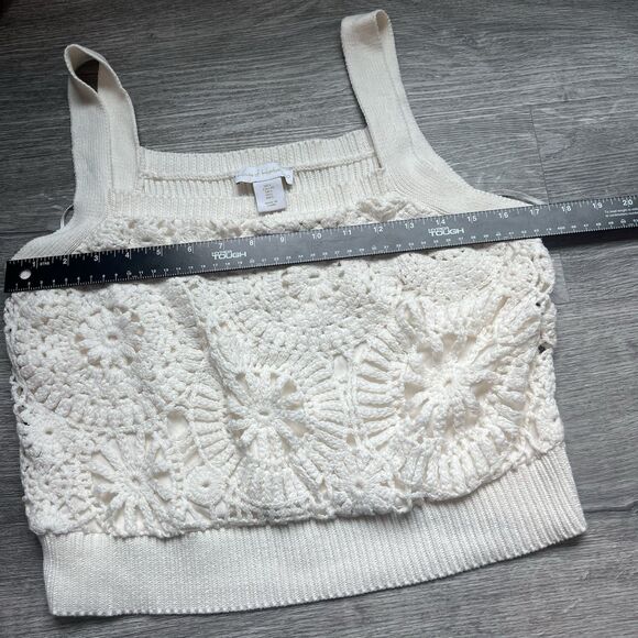 House of Harlow 1960 Womens Crochet Knit Crop Top cream boho revolve NWOT Large - Picture 2 of 7